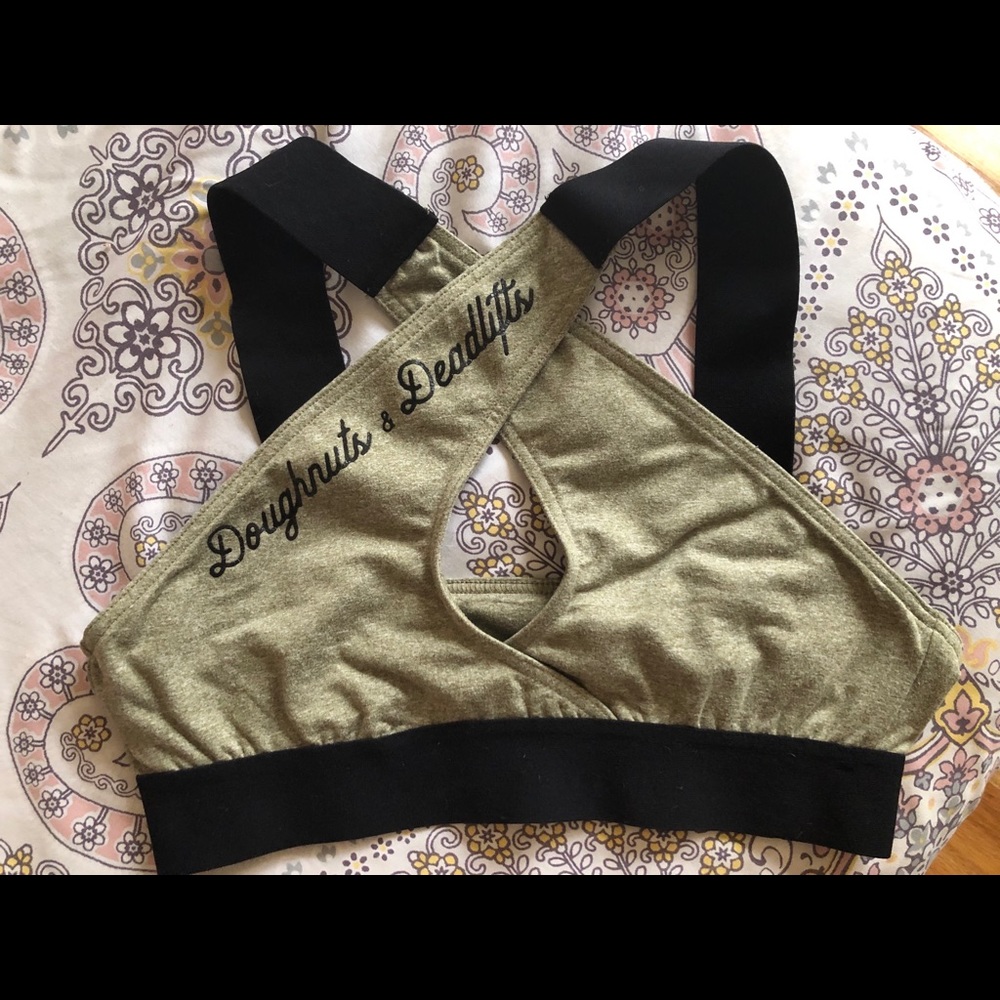Doughnuts and deadlifts sports bra